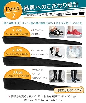 Amazon.co.jp: シークレット インソール 身長アップ 選べる高さ3